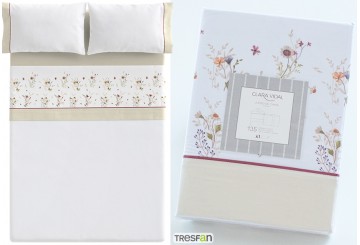 J.Sábana 30/27 Estampada CLARA VIDAL Delfos beige