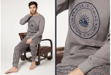 Pijama Hombre Algodón Invernal CTM WinterComing Antracita XL