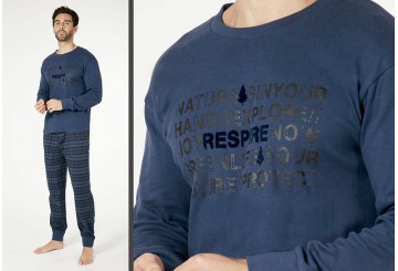 Pijama Hombre Algodón Invernal CTM Respire Marino