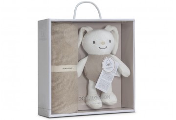 Set Toca + Peluche con Cascabel Algodón DON ALGODON Conejo beige