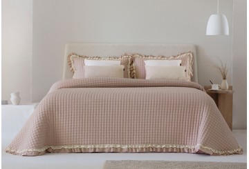 Colcha Bouti Entret. 150gr FUNDECO Volante-Puntilla Everly rosa