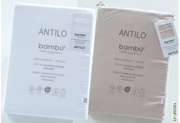 J.Sábana Bambú 300 hilos ANTILO Calidad Superior Tacto Seda Gaia