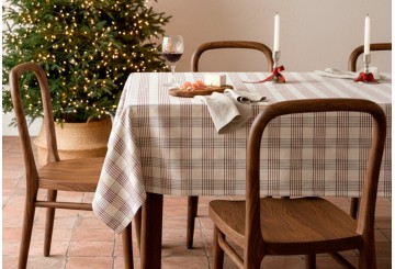 Mantel Estampado Jacquard GAMUSI Algodón Navidad Lino Garnet