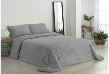 Edredón Comforter ETIQUETTE Coral Jacquard Reverso Sherpa gris