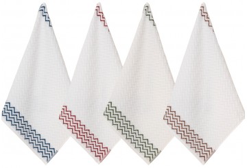 Set 4 Paños de Cocina 50x50 LASA Algodón ZigZag Homey Rizo