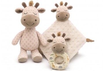 Set Regalo Peluche+Doudou+Sonajero INTERBABY Jirafa Savanna