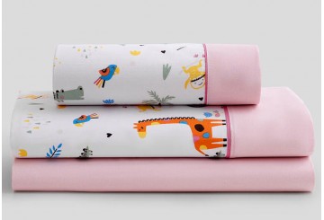 J.Sábana 30/27 Estampada KARAMELO Biés+Aplicación Jungle