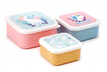 Set 3 Fiambreras Táper Infantil PUCKATOR S/M/L Unicornio Mágico