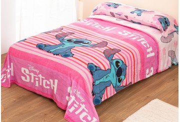 Sábana Invierno Coralina LICENCIA Doble Cara Lilo&Stitch Flowers