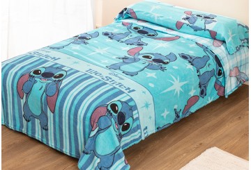 Sábana Invierno Coralina LICENCIA Doble Cara Lilo&Stitch Waves