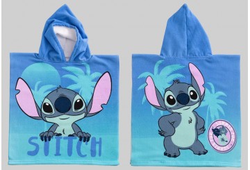 Poncho Playa Infantil Microfibra 55x110 Lilo & Stitch AZUL