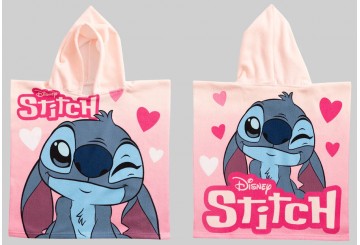 Poncho Playa Infantil Microfibra 55x110 Lilo & Stitch ROSA
