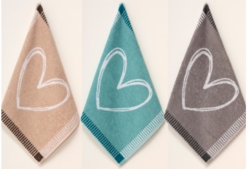 Set 4 Paños de Cocina 50x50 LASA Algodón Cuore Lovey Rizo