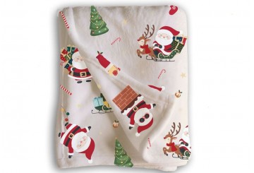 Manta Plaid Coralina 125x150 Navidad D'CASA Papa Noel 3069166