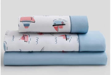 J.Sábana 30/27 Estampada KARAMELO Biés+Aplicación Marine