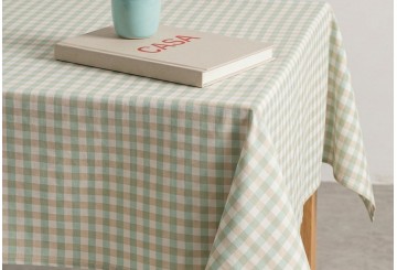 Mantel Antimanchas Algodón GAMUSI Vichy Lino Mavy agua