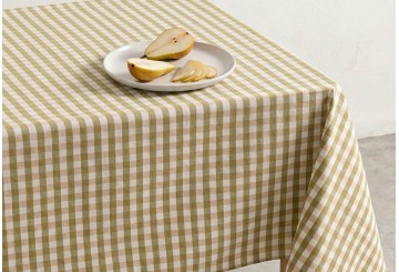 Mantel Antimanchas Algodón GAMUSI Vichy Lino Mavy verde