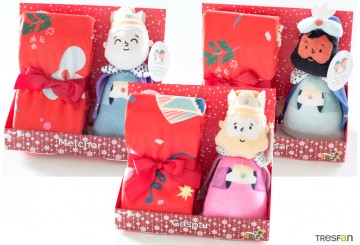 Peluche Reyes Magos + Manta GAMBERRITOS Melchor-Gaspar-Baltasar