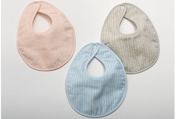 Babero Mini Algodón 25x25 LASA Rizo Rayas Azul-Rosa-Gris