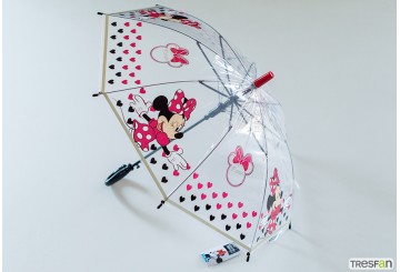 Paraguas Infantil 43,5cm Automático Licencia Minnie Corazones