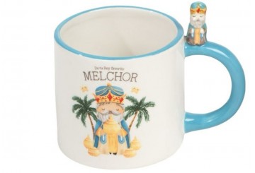 Taza Mug 414ML Cerámica D'CASA Asa Rey Melchor 312040