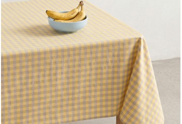 Mantel Antimanchas Algodón GAMUSI Vichy Lino Novy amarillo