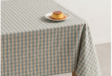 Mantel Antimanchas Algodón GAMUSI Vichy Lino Novy azul