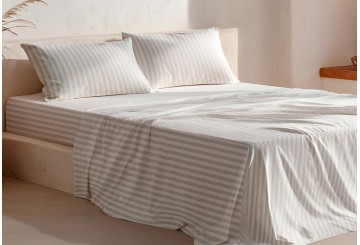 Juego Sábana 100% Algodón GAMUSI Rayas Nuvia agua