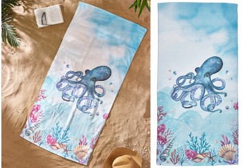 Toalla Playa 76x160 Terciopelo C.LANSFIELD Algodón Octopus