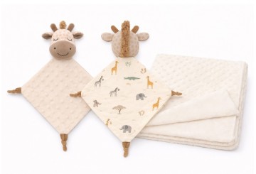 Set Manta Extrasuave + Dou Dou Cascabel INTERBABY Jirafa Savanna