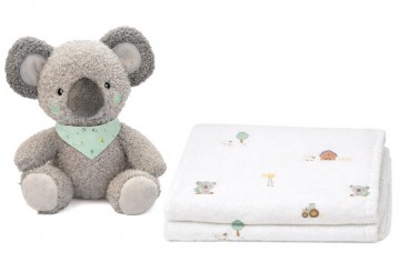 Peluche Cascabel + Manta Estamp. Infantil INTERBABY Granja Koala