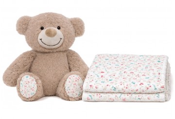 Peluche Cascabel + Manta Est. Infantil INTERBABY Flores Petalos