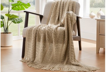 Manta Plaid - Pie de Cama Punto 130x170cm CAMALTEX Boheme beige