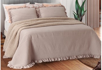 Edredón Comforter Volante Reverso Sherpa LLARBONA Porto taupe