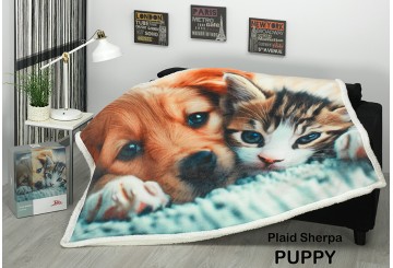 Manta Plaid 130x160 Caja Regalo DOLZ Sedalina+Borreguillo Puppy