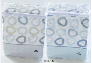 Sábana Pirineo 3 piezas NECTARINA Doble Cara Sabella Gris-Agua