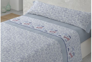 J.Sábana Estampada 30/27 PADUANA KIDS Safari azul