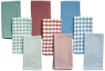 Set 3 Paños Cocina 50x50 D'CASA Vichy Maquillaje-Azul-Turquesa