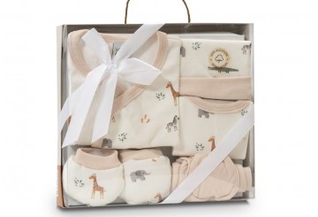 Conjunto Ropita 5pcs Algodón INTERBABY Granja Savanna beige