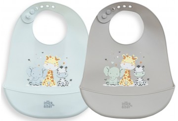 Babero Estampado Silicona Bolsillo INTERBABY Tres Amigos SI019