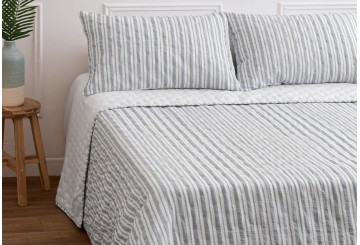 Colcha Bouti Hilo Tintado Reversible DON ALGODON Sorel gris