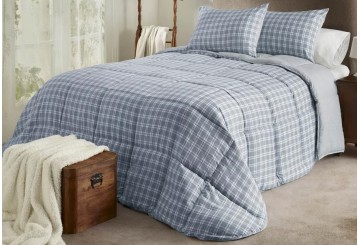 Edredón Comforter Hilo Tintado ATENAS Reversible Squares azul