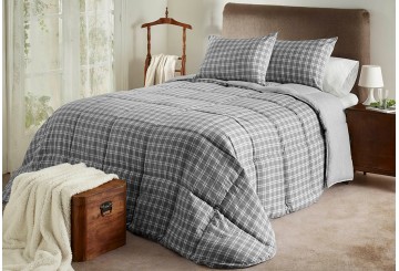 Edredón Comforter Hilo Tintado ATENAS Reversible Squares azul