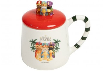 Taza Tisana 470ML Tapa con Forma D'CASA Reyes Magos 312026