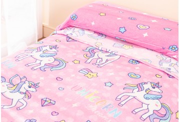 Sábana Invierno Coralina LICENCIA Doble Cara Unicornio Dreams