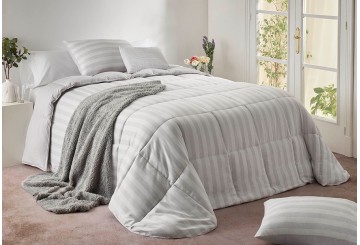 Edredón Comforter Hilo Tintado ATENAS Reversible Xena gris