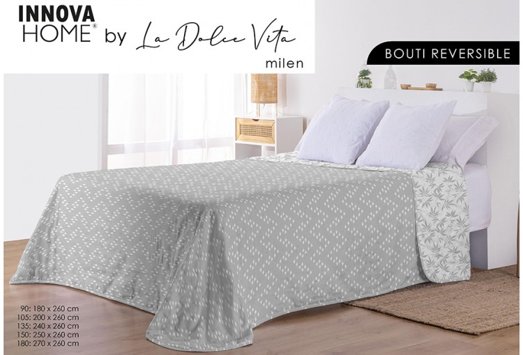 Colcha Bouti Reversible Avila | Tamaño 90 Cm, Color Verde, Microfibra Termosellada | Sin Cojines